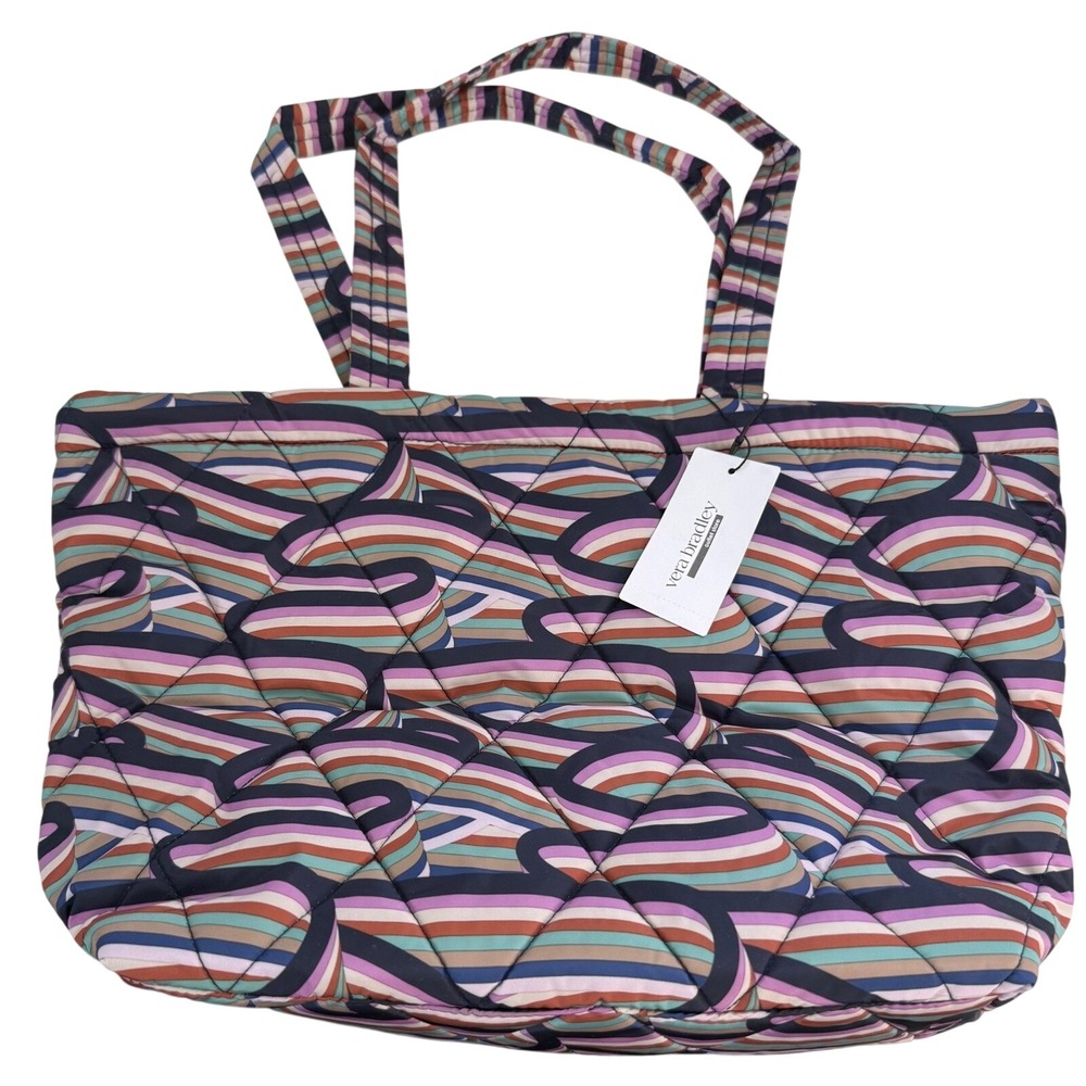 Vera Bradley Retro Ribbons Small East West Tote Ultralight Quilted Bag New NWT